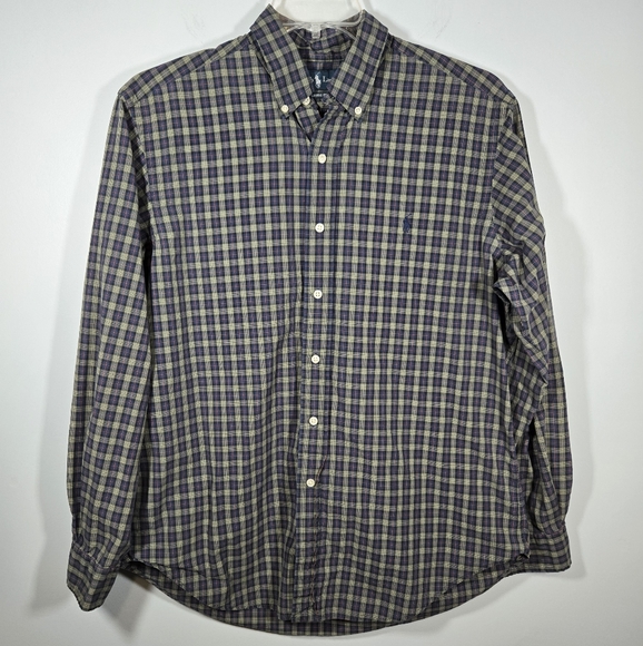 Ralph Lauren Other - Ralph Lauren Men’s Green Navy Plaid Button Up Long Sleeve Shirt Size Large